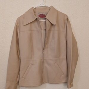 Make Offer!  Highway Beige Faux Leather Jacket